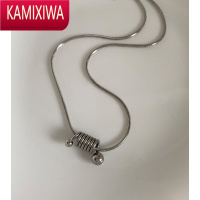 KAMIXIWA收藏夹ACC银复古弹簧弹珠蛇骨链男女中性设计创意吊坠情侣项链