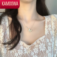 KAMIXIWA蝴蝶项链耳环戒指套装2022年新款银女轻奢小众设计感锁骨链颈链