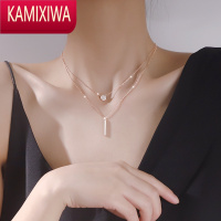 KAMIXIWA双层锆石项链女夏银设计感轻奢小众ins冷淡风仙气新款锁骨链