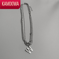 KAMIXIWA欧美风百搭W字母项链男女毛衣链叠戴潮ins嘻哈卫衣链子高级感配饰