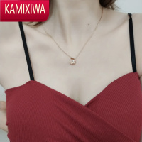 KAMIXIWA小香新款水冰月项链女银玫瑰金菱格纹月亮星星钻coco锁骨链