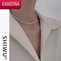 KAMIXIWA银饰叠戴小珍珠项链女轻奢小众银爱心项链颈链细锁骨链