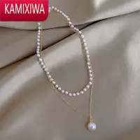 KAMIXIWA双层珍珠项链女锁骨链2022年新款小众设计感冷淡风轻奢小众网红款