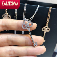 KAMIXIWA钥匙项链女银玫瑰金镶钻石心冠鸢尾花锁骨链长款皇冠吊坠