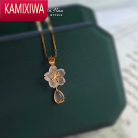 KAMIXIWA周限定玉髓浪漫樱花摇曳花瓣项链坠银礼物精致可爱少女
