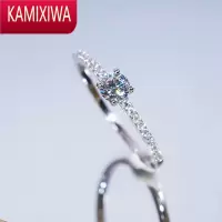 KAMIXIWA四爪莫桑石钻戒女仿钻1克拉素圈经典微镶结婚铂金尾戒30分戒指