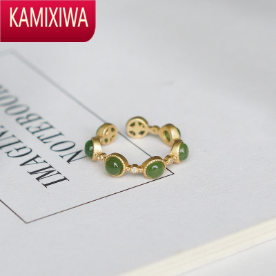 KAMIXIWA翠露丨和田玉戒指女小众设计玉石指环食指宝石送妈妈母亲节礼物
