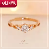 KAMIXIWA | 银戒指女莫桑石钻戒D色开口可调节玫瑰金食指戒