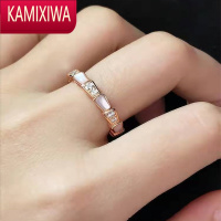 KAMIXIWAS银白贝母蛇骨戒指女时尚个性轻奢小众高级感指环情侣对戒