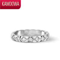 KAMIXIWA小香风coco菱格纹戒指小众轻奢高级感情侣对戒情人节礼物送女友