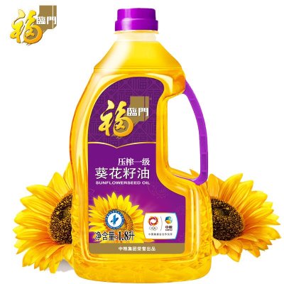 中粮福临门压榨一级葵花籽油1.8L/桶家用脱壳压榨充氮保鲜食用油