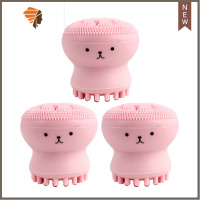 特惠小章鱼洁面仪硅胶洗脸刷子器脸部清洁毛孔手动家用工具水母 三维工匠 粉色3个