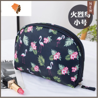 化妆包网红便携大容量随身迷你旅行ins风超火口红包化妆品收纳袋 三维工匠 藏青火烈鸟-小号