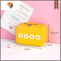 可爱化妆包2020新款超火小便携大容量网红同款旅行收纳盒袋ins风 三维工匠 [原创设计]黄色花花-小号