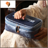 超火ins风女网红洗漱品化妆包懒人抽绳收纳袋子 大容量便携口红包 三维工匠 手提化妆包-巴洛克蓝