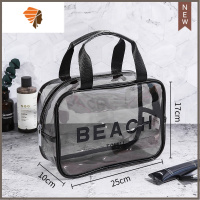洗漱包女防水便携手提浴室澡堂洗澡拎包洗簌包洗浴游泳化妆收纳包 三维工匠 晴天-透明黑-中号化妆包