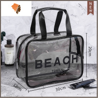 洗漱包女防水便携手提浴室澡堂洗澡拎包洗簌包洗浴游泳化妆收纳包 三维工匠 晴天-透明黑-大号化妆包