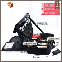 化妆包大容量女便携网红2020新款超火专业师品旅行手提箱收纳盒刷 三维工匠 中号黑色三层[ 适用日常出行适用]