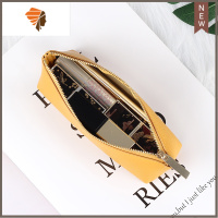 化妆包女迷你便携口红包防水眉笔袋多功能收纳包袋随身小巧 三维工匠 蜜柑黄(尺寸:15.5*6*6CM)