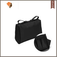 化妆包2021新款超火韩版小号便携化妆品收纳包迷你分格口红彩妆袋 三维工匠 黑色(内黑)[14*5*9厘米]