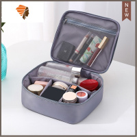 化妆包女大容量简约旅行出差便携男式小号手提洗漱化妆品收纳包盒 三维工匠 B款[新升级]--灰色