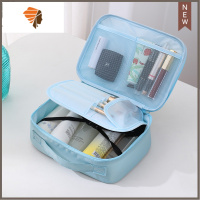 化妆包女大容量简约旅行出差便携男式小号手提洗漱化妆品收纳包盒 三维工匠 A款[新升级]--淡蓝色