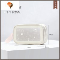 化妆包女生便携洗漱包品旅行随身收纳盒袋大容量2021新款超火ins 三维工匠 中号-下午茶涂鸦-白