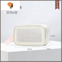 化妆包女2021新款超火便携旅行收纳盒刷防水大容量可放水乳洗漱袋 三维工匠 中号-日月山峦款-白