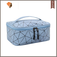 2021新款化妆包大容量便携超大菱形pu旅行韩式洗漱包化妆品收纳包 三维工匠 蓝色