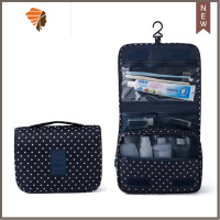 大容量旅行挂钩洗漱包悬挂收纳袋化妆包多功能女士防水手提整理包 三维工匠 藏青点点