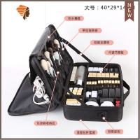 化妆包女便携专业手提化妆箱ins风超火大容量防水多功能收纳箱包 三维工匠 大号单、双肩 黑