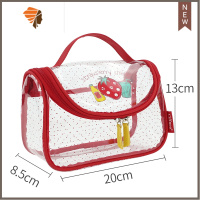 儿童洗漱包旅行女童卡通可爱小袋夏令营游泳洗澡收纳包PVC化妆包 三维工匠 红色 草莓包红色