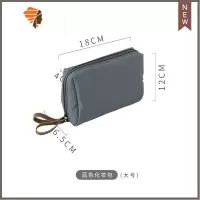 ins风化妆包女便携小包小号随身旅行口红网红化妆品收纳袋子 三维工匠 灰蓝色化妆包[大号优质]