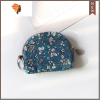复古小花化妆包女便携小号可爱口红迷你随身AirPods多功能收纳包 三维工匠 0149-青色-小野花