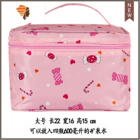 ins新款大容量化妆品女可爱韩版化妆网红防水收纳便携 三维工匠 大号四方(粉色糖果)化妆包