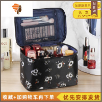 特大号化妆包便携大容量收纳包洗漱护肤品袋随身防水布ins风 超火 三维工匠 黑色茉莉花加大加高加厚升级款