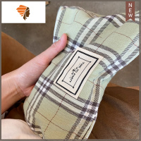 经典格纹日系复古大容量化妆包百搭帆布收纳包文艺百搭新款女 三维工匠 浅绿经典格