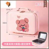 便携化妆包女大容量收纳盒品2021新款高级感旅行洗漱超大手提箱 三维工匠 粉底草莓熊熊