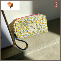碎花法式田园风化妆包便携随身小号手拿包花卉可爱植物收纳袋 三维工匠 黄色小雏菊