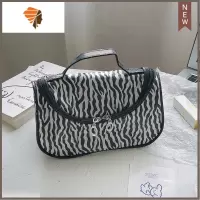 ins风复古斑马纹化妆包大容量手提旅行便携女化妆品收纳包洗漱包 三维工匠 斑马纹化妆包