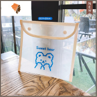 日系简约便携随身化妆包防水透明可爱学生文具笔袋大容量收纳袋子 三维工匠 小熊