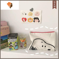 悠闲百搭黑白豹纹化妆包帆布包洗漱包女士手袋手拿包 三维工匠 史努比狗头化妆包