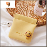 无线蓝牙耳机收纳袋数据线U盘便携迷你硬币气垫收纳包小化妆包 三维工匠 立体狮子黄色(小号)