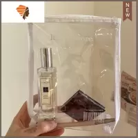 ins风简约less is more透明英文防水便携大容量化妆包洗漱收纳袋 三维工匠 白边透明化妆包