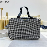 日韩时尚化妆包多功能金典千鸟格妈咪手提袋上班族收纳包洗漱包 三维工匠 1857方形大号洗漱包