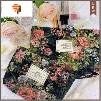 2021油画风新款化妆包女大容量高级感便携外出随身洗漱品收纳袋 三维工匠 复古深色花卉(小)