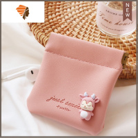 无线蓝牙耳机收纳袋数据线U盘便携迷你硬币气垫收纳包小化妆包 三维工匠 粉鹿粉色(小号)