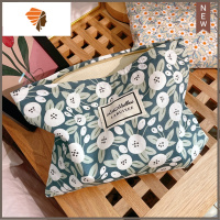 春季简约碎花化妆包女便携大容量收纳袋护肤品2021新款文艺小众 三维工匠 灰蓝底小白花