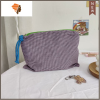 洗漱手包式收纳2020新款超火in风格子化妆包旅行包便携包大容 三维工匠 紫色格子