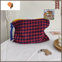 洗漱手包式收纳2020新款超火in风格子化妆包旅行包便携包大容 三维工匠 红色格子